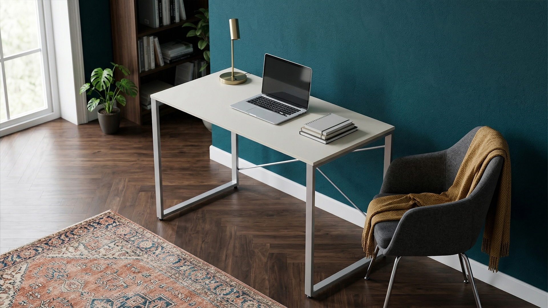 Стіл письмовий Ferrum-decor Серії Конект 75x120x60 Сірий метал ДСП Кашемір 16 мм (XK00911)