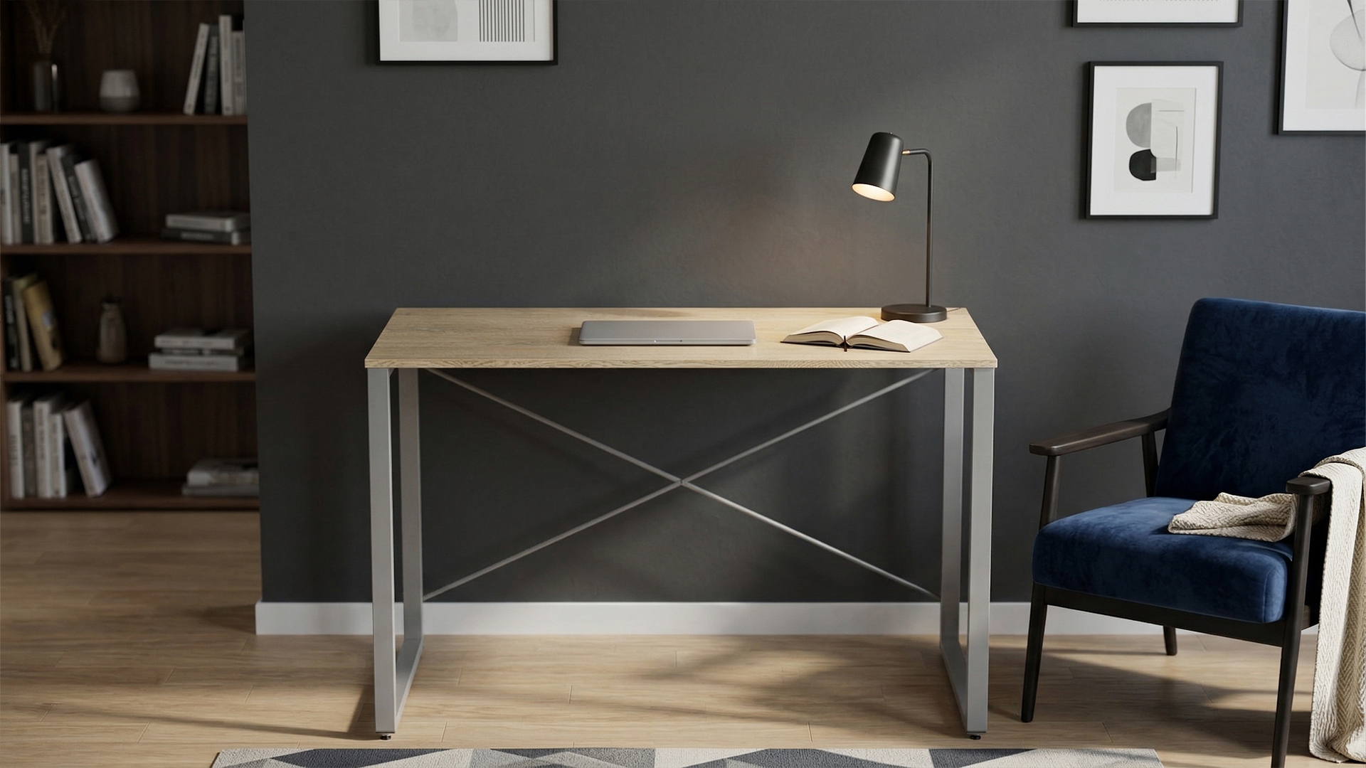 Стіл письмовий Ferrum-decor Серії Конект 75x120x60 Сірий метал ДСП Дуб Кремона Торро 16 мм (XK00914)