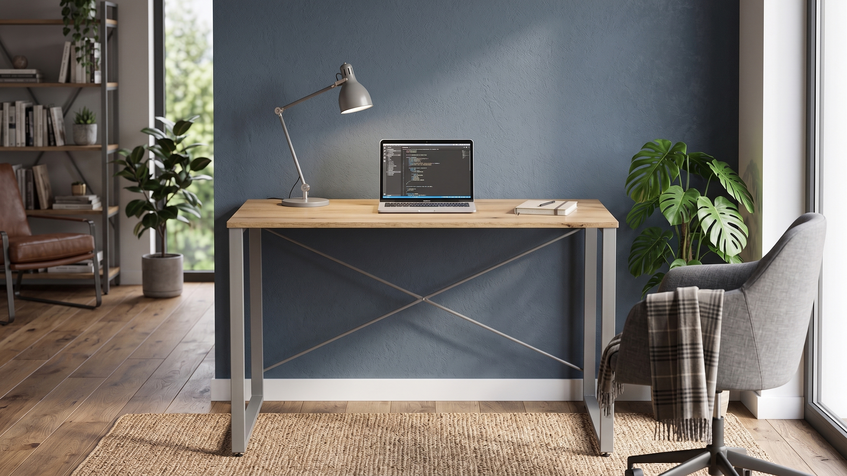 Стіл письмовий Ferrum-decor Серії Конект 75x120x60 Сірий метал ДСП Дуб Евок Прибережний 16 мм (XK00905)
