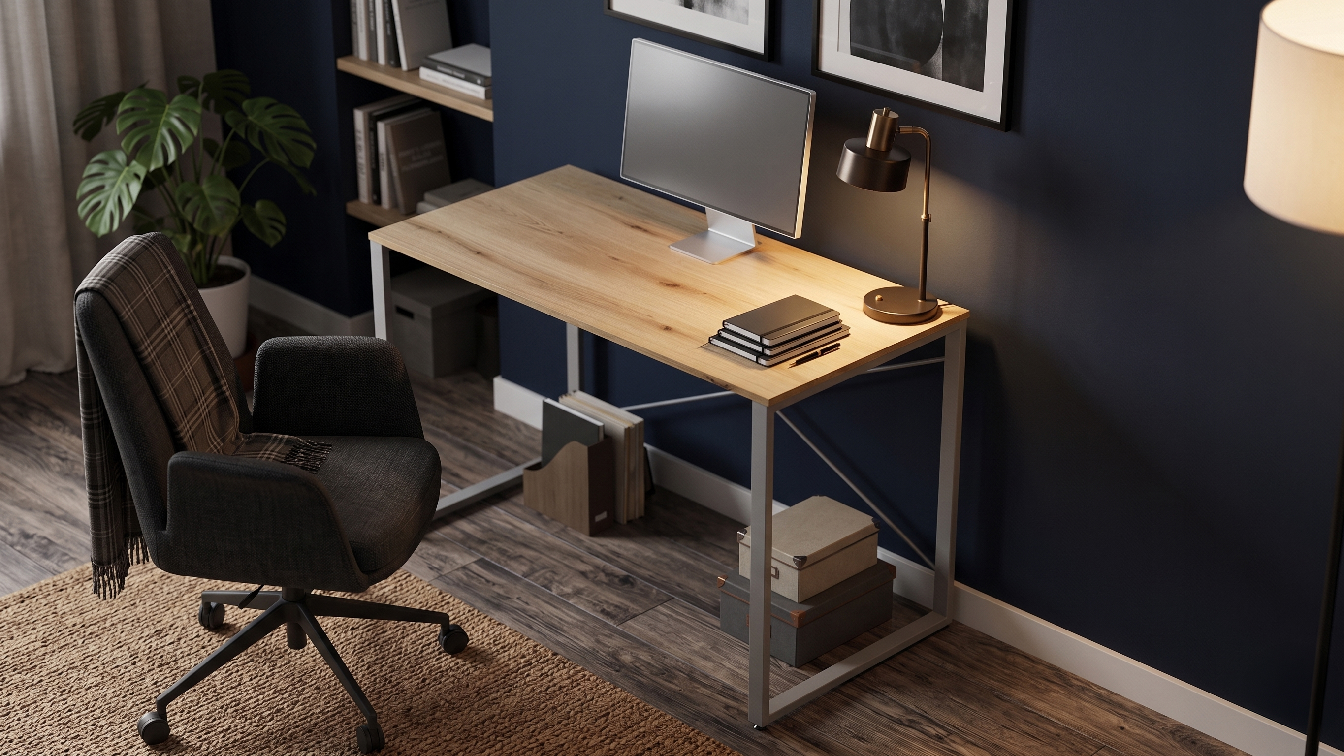 Стіл письмовий Ferrum-decor Серії Конект 75x120x60 Сірий метал ДСП Дуб Евок Прибережний 16 мм (XK00905)