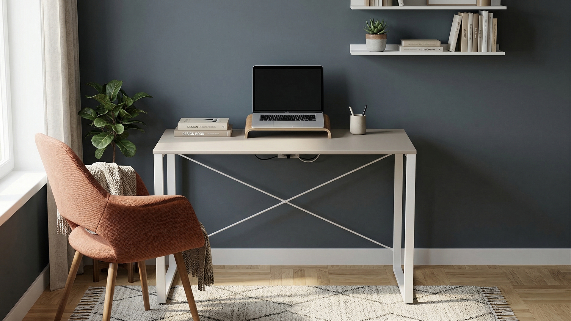 Стіл письмовий Ferrum-decor Серії Конект 75x120x60 Білий метал ДСП Кашемір 16 мм (XK00910)