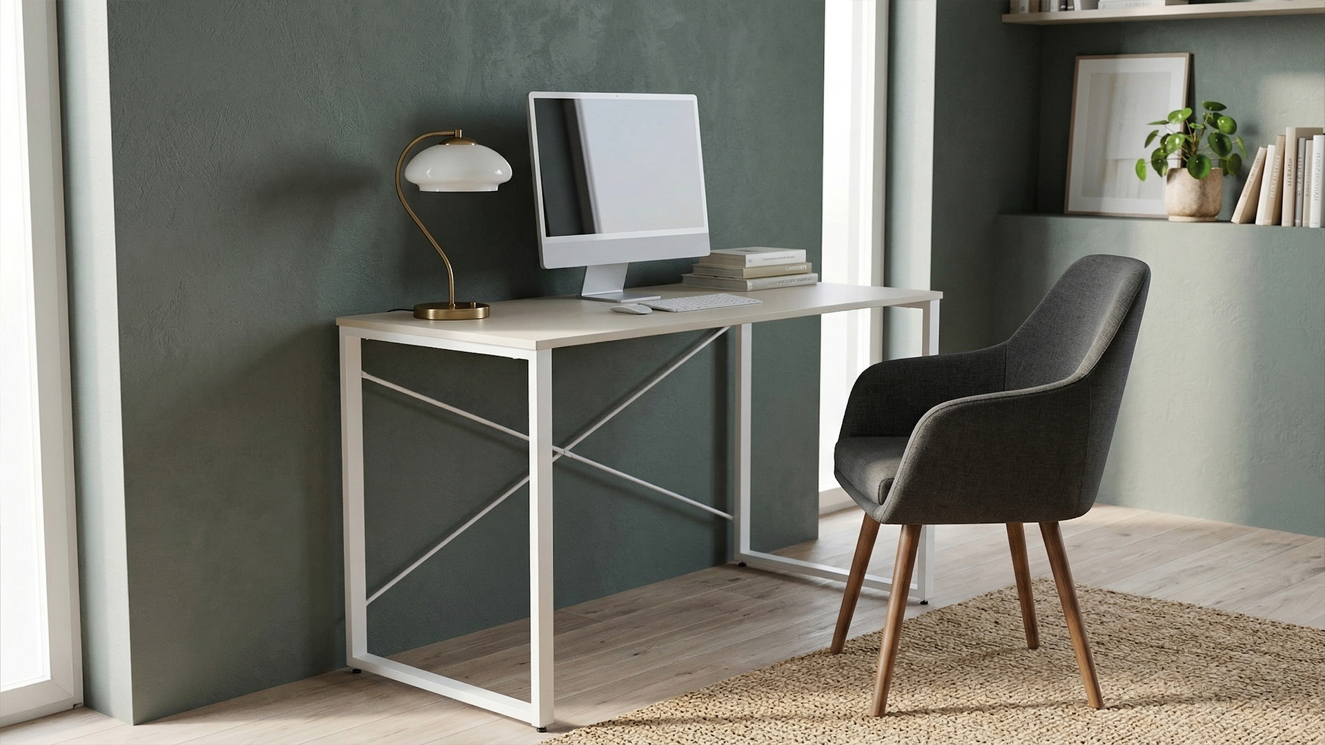 Стіл письмовий Ferrum-decor Серії Конект 75x120x60 Білий метал ДСП Кашемір 16 мм (XK00910)