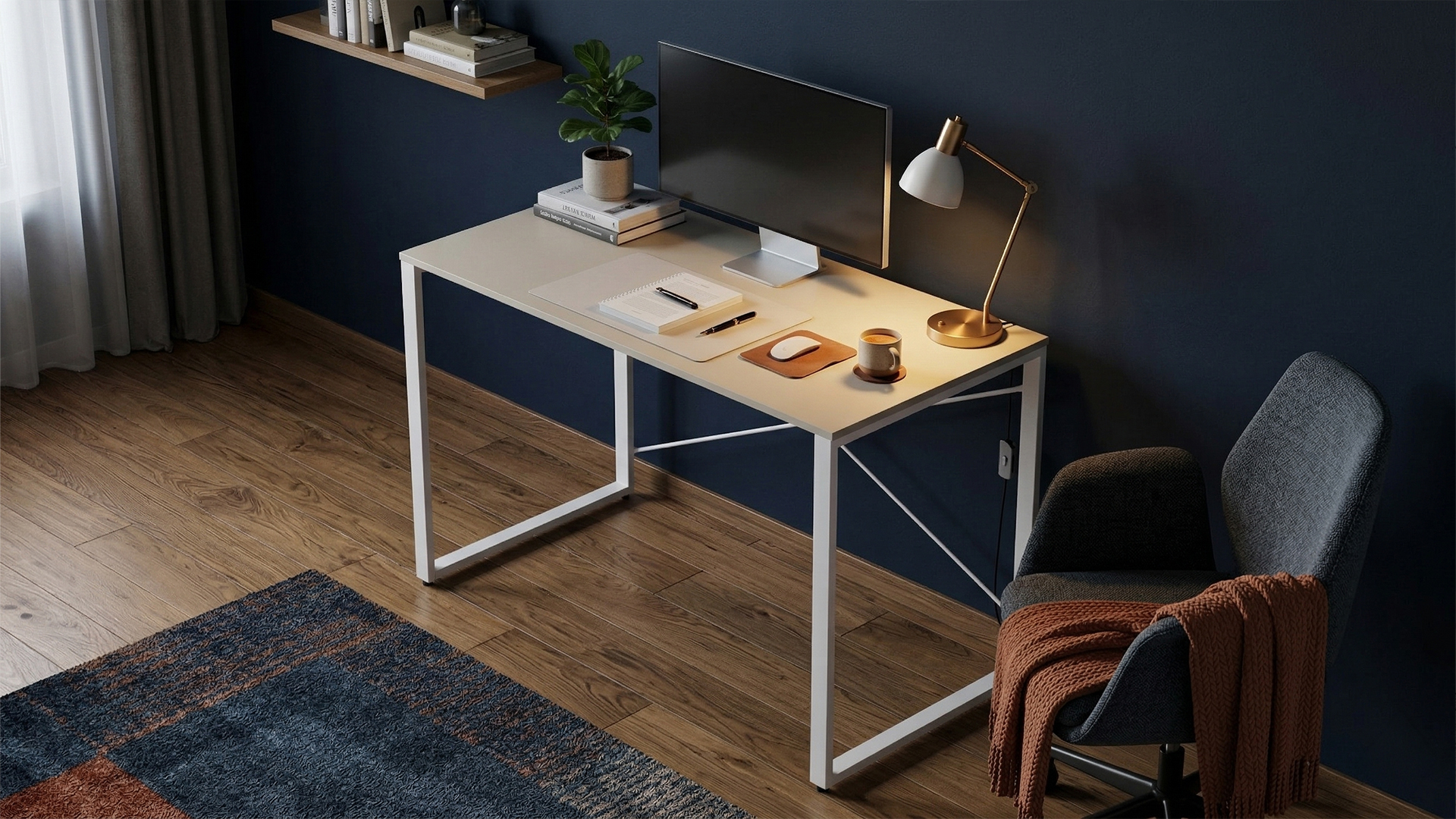 Стіл письмовий Ferrum-decor Серії Конект 75x120x60 Білий метал ДСП Кашемір 16 мм (XK00910)