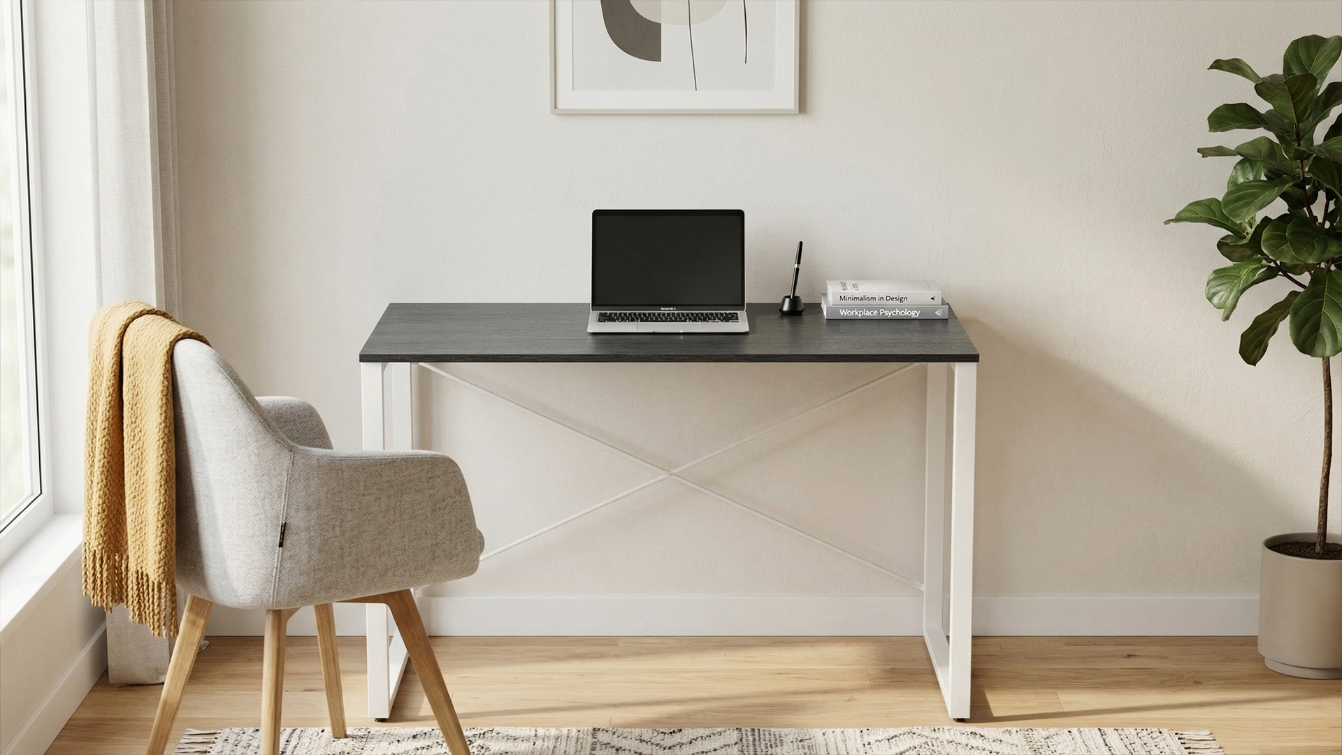 Стіл письмовий Ferrum-decor Серії Конект 75x120x60 Білий метал ДСП Каштан Арвадонна 16 мм (XK00907)