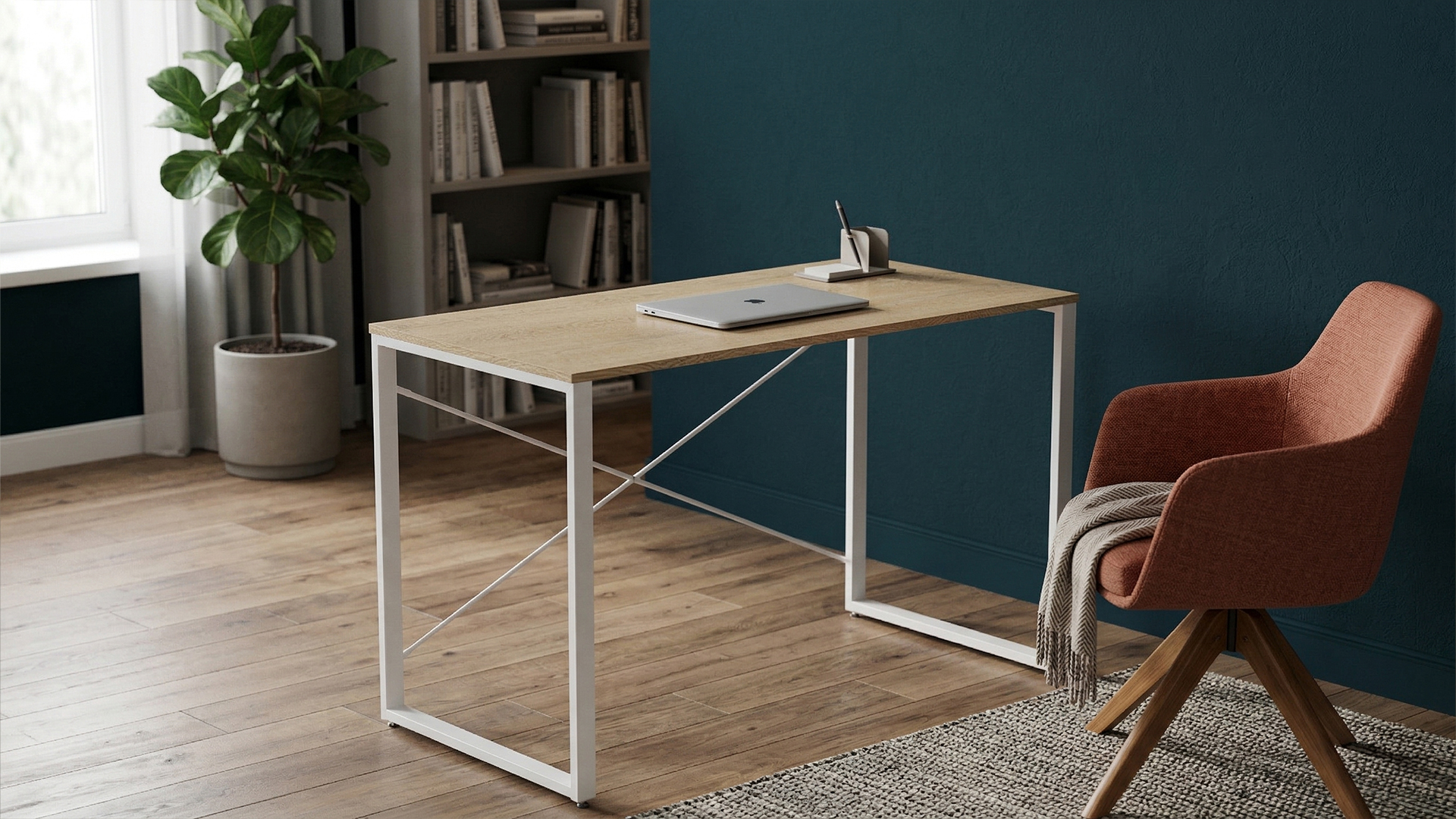 Стіл письмовий Ferrum-decor Серії Конект 75x120x60 Білий метал ДСП Дуб Кремона Торро 16 мм (XK00913)
