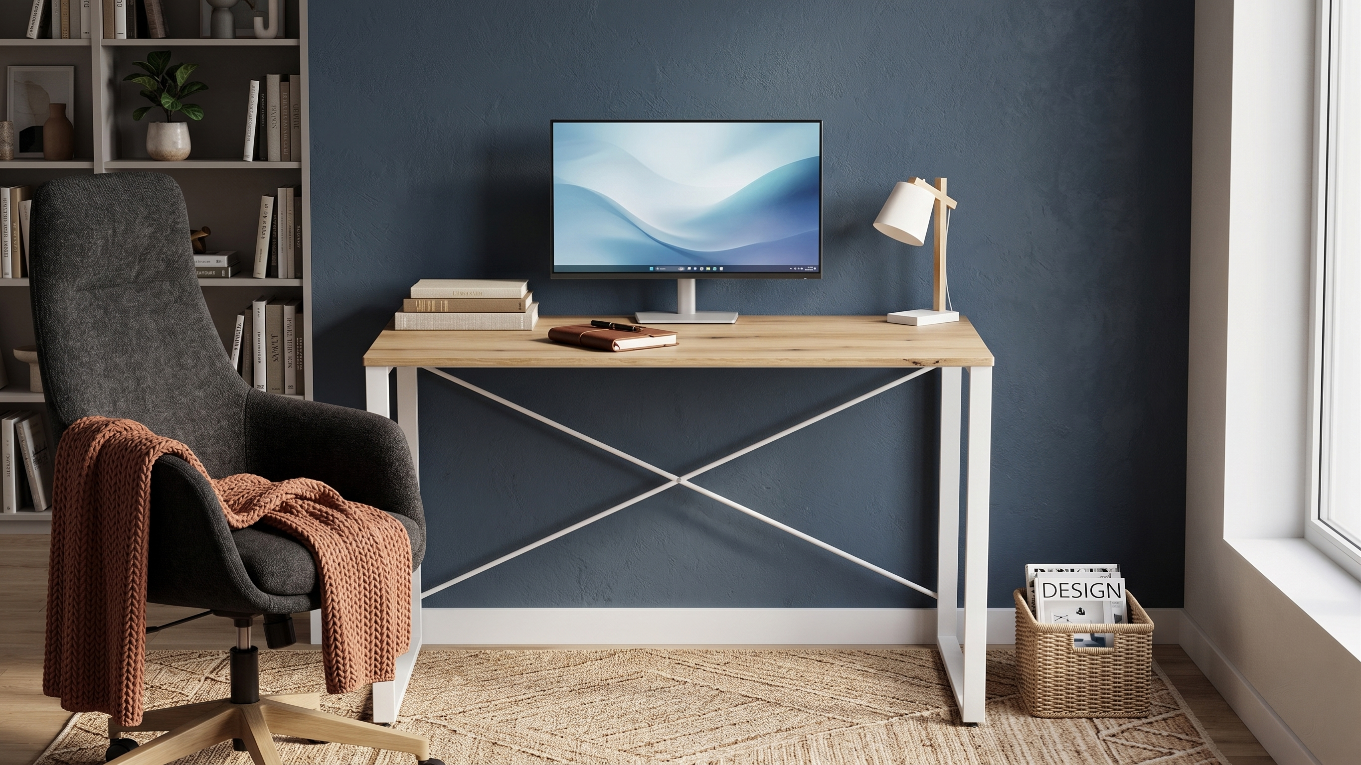 Стіл письмовий Ferrum-decor Серії Конект 75x120x60 Білий метал ДСП Дуб Евок Прибережний 16 мм (XK00904)