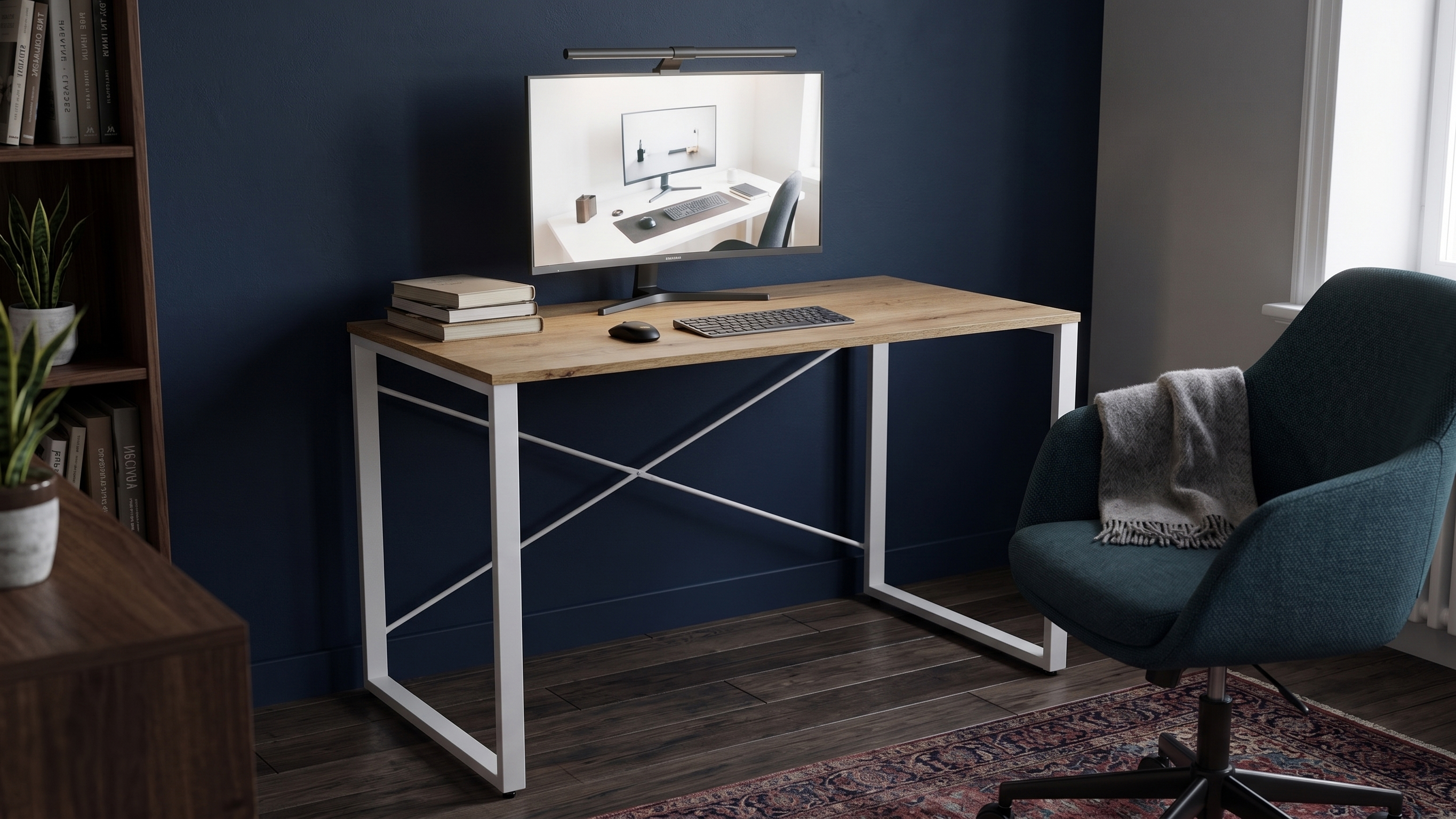 Стіл письмовий Ferrum-decor Серії Конект 75x120x60 Білий метал ДСП Дуб Евок Прибережний 16 мм (XK00904)